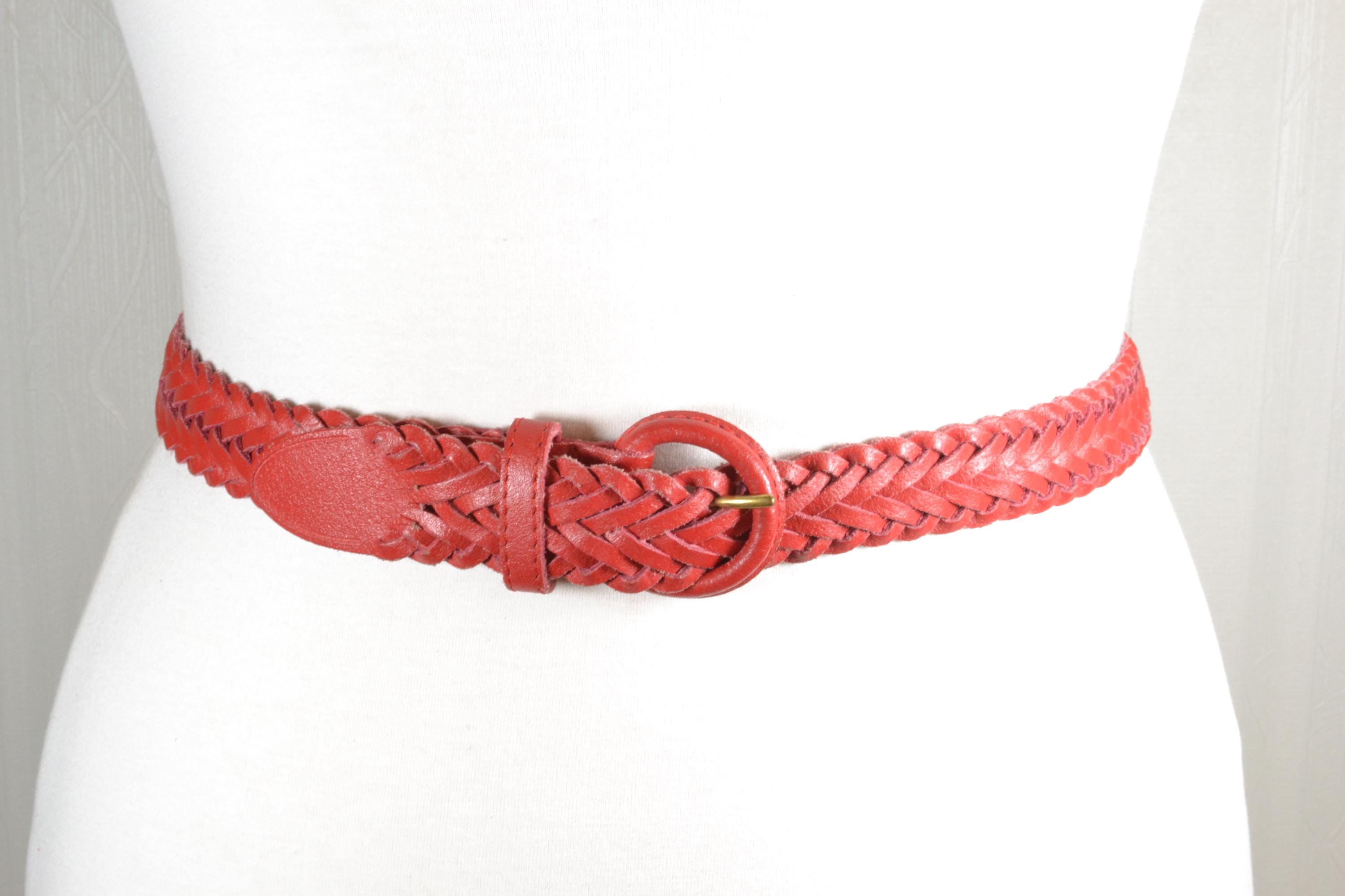 Braided Red and Tan Women\'s Waist Belt KLOY2K Belts for Women Artisanal Hand-Braided Wax Rope Belt  main image 2