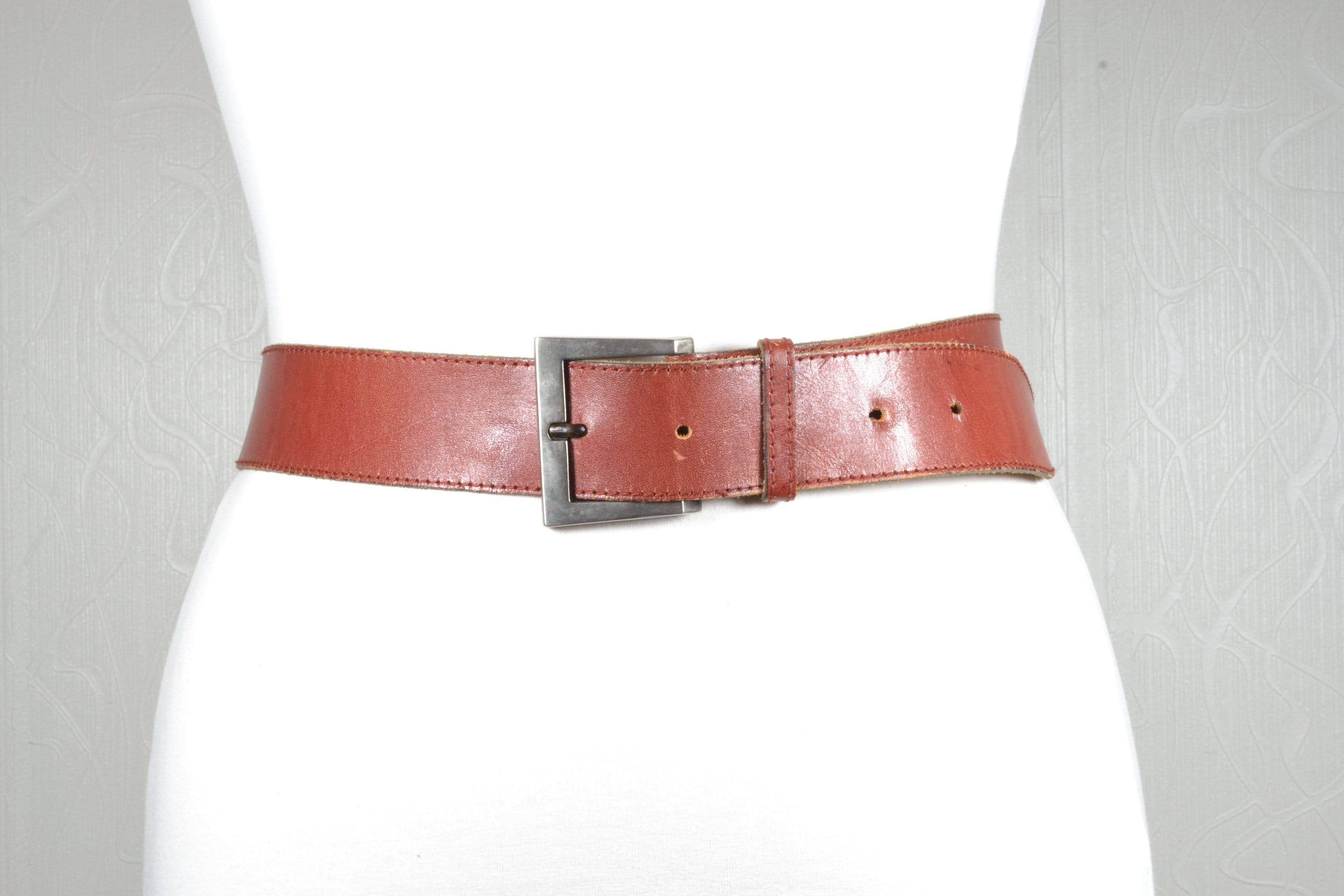 【cacharel】 BROWN LEATHER wide BELT cacharel】 BROWN LEATHER wide BELT cacharel】 BROWN LEATHER