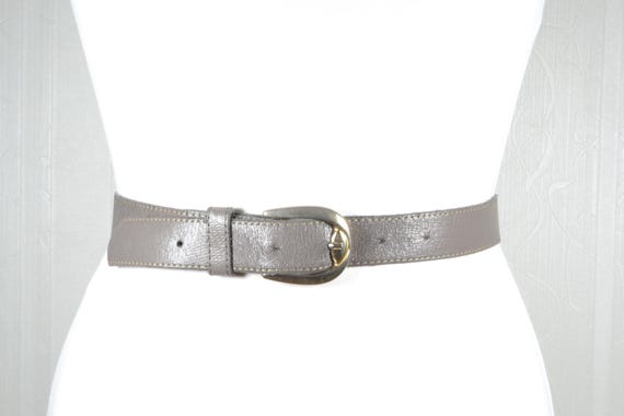 Sparkly Gray Leather Belt: Stylish Women display picture 1