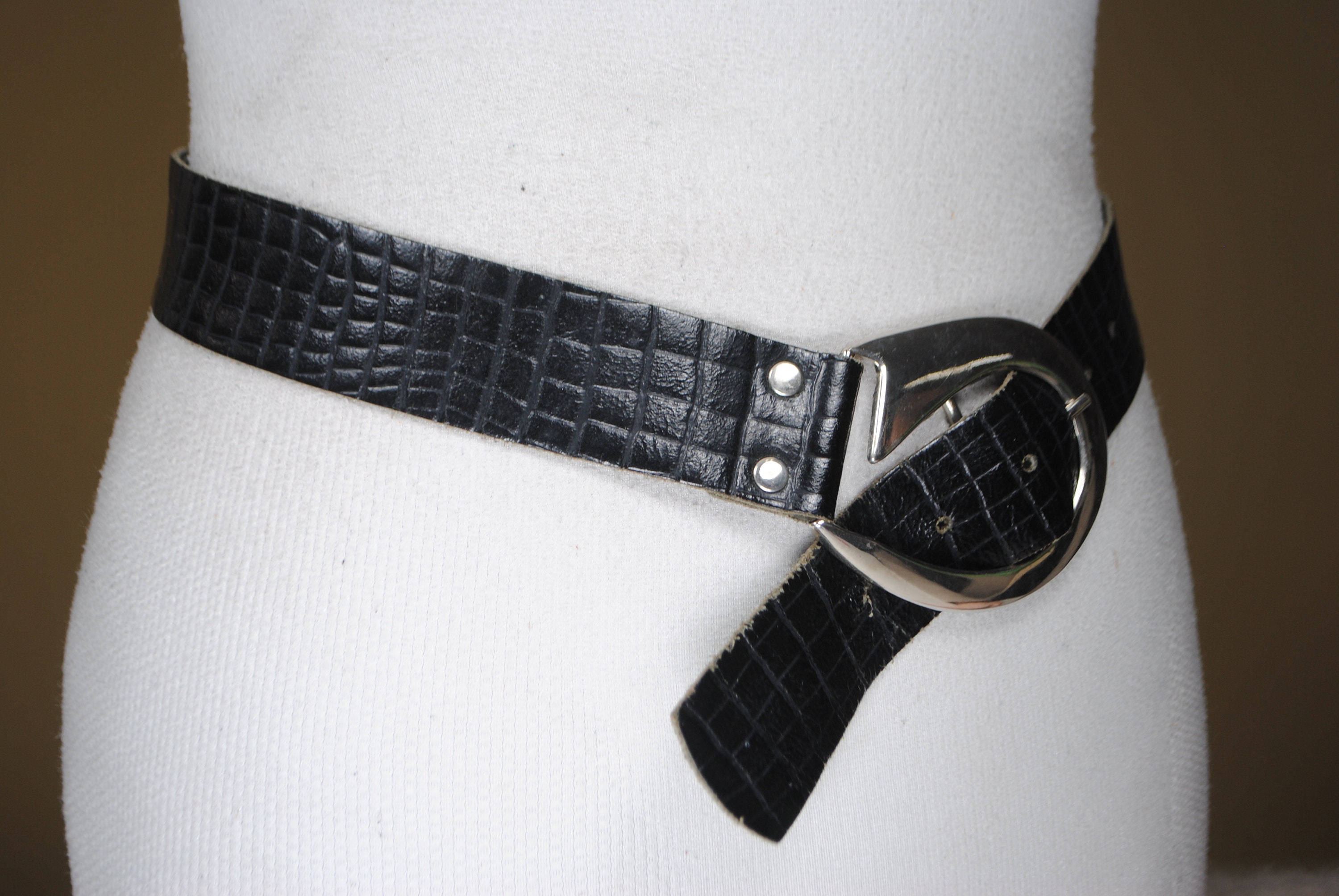 Black V Shaped Croc Leather Belt for Women - Etsy