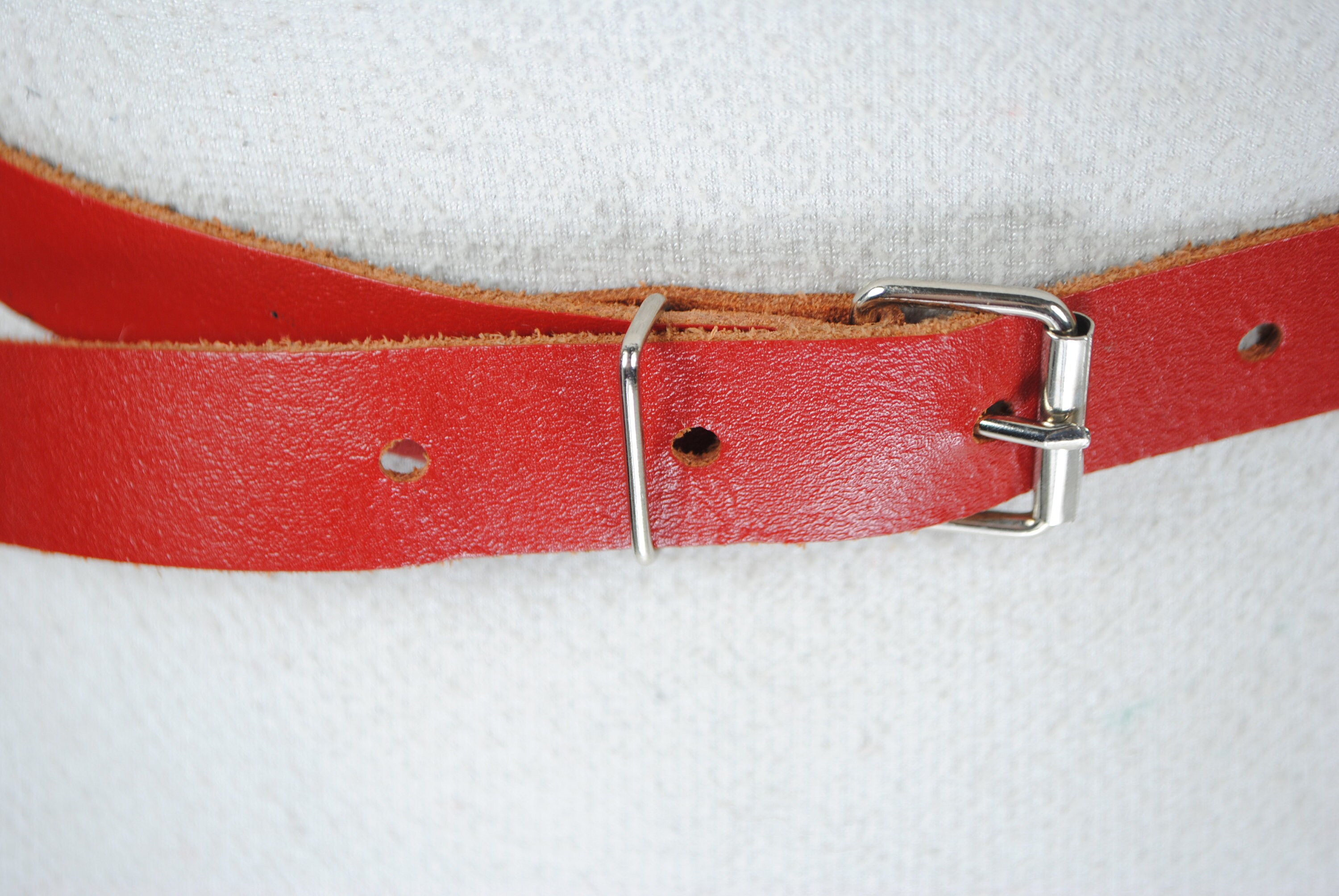 Vintage red skinny leather belt large Buy Thin Womens Red Belt For Dress - Real Leather | LeatherBelts main image 3