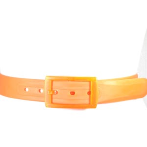 Vintage Orange Gürtel für Frauen, Retro Transparent Vinyl Gummi Gürtel mit Breiter Verstellbarer Schnalle, 70er Jahre inspiriertes Statement Accessoire