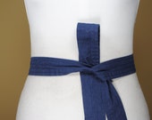 Navy Blue Stitched Tie Up Belt, Double Wrap Waist belt for Women