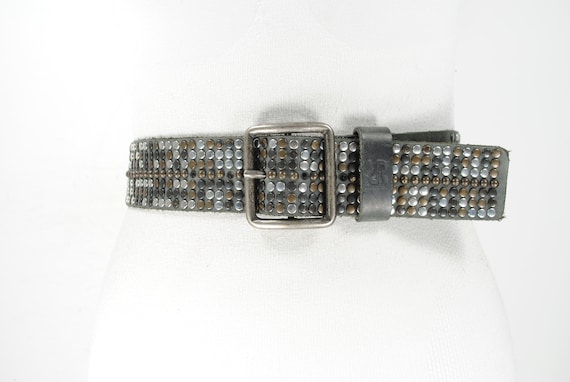 32"-36" Black Studded Leather Belt For Women, Unis