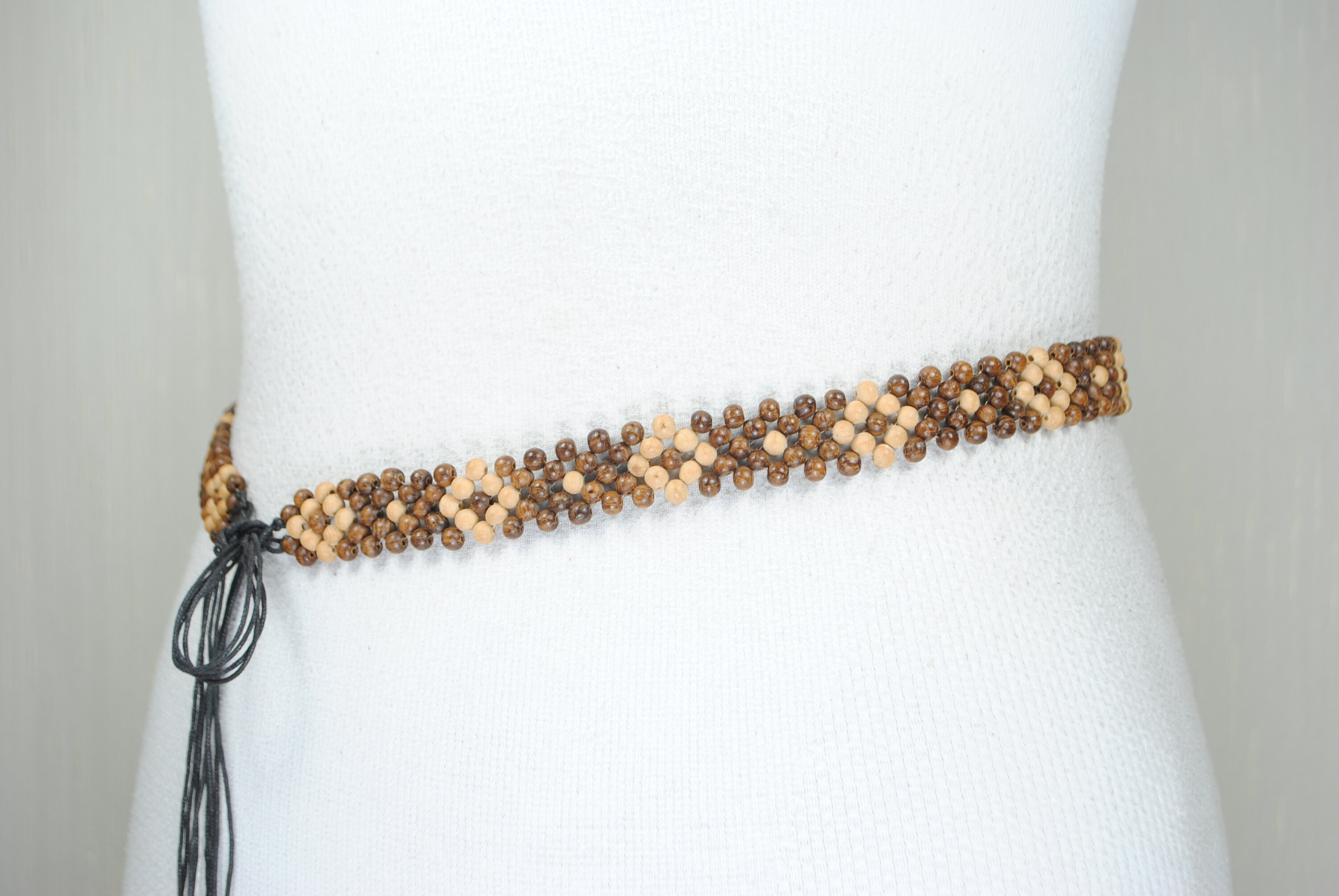 Vtg Mid Century Modern Boho Hippie Belt 1970s Waist Hip Belt FLAT WOOD BEAD Hippy Wooden Vintage Belts | eBay main image 2