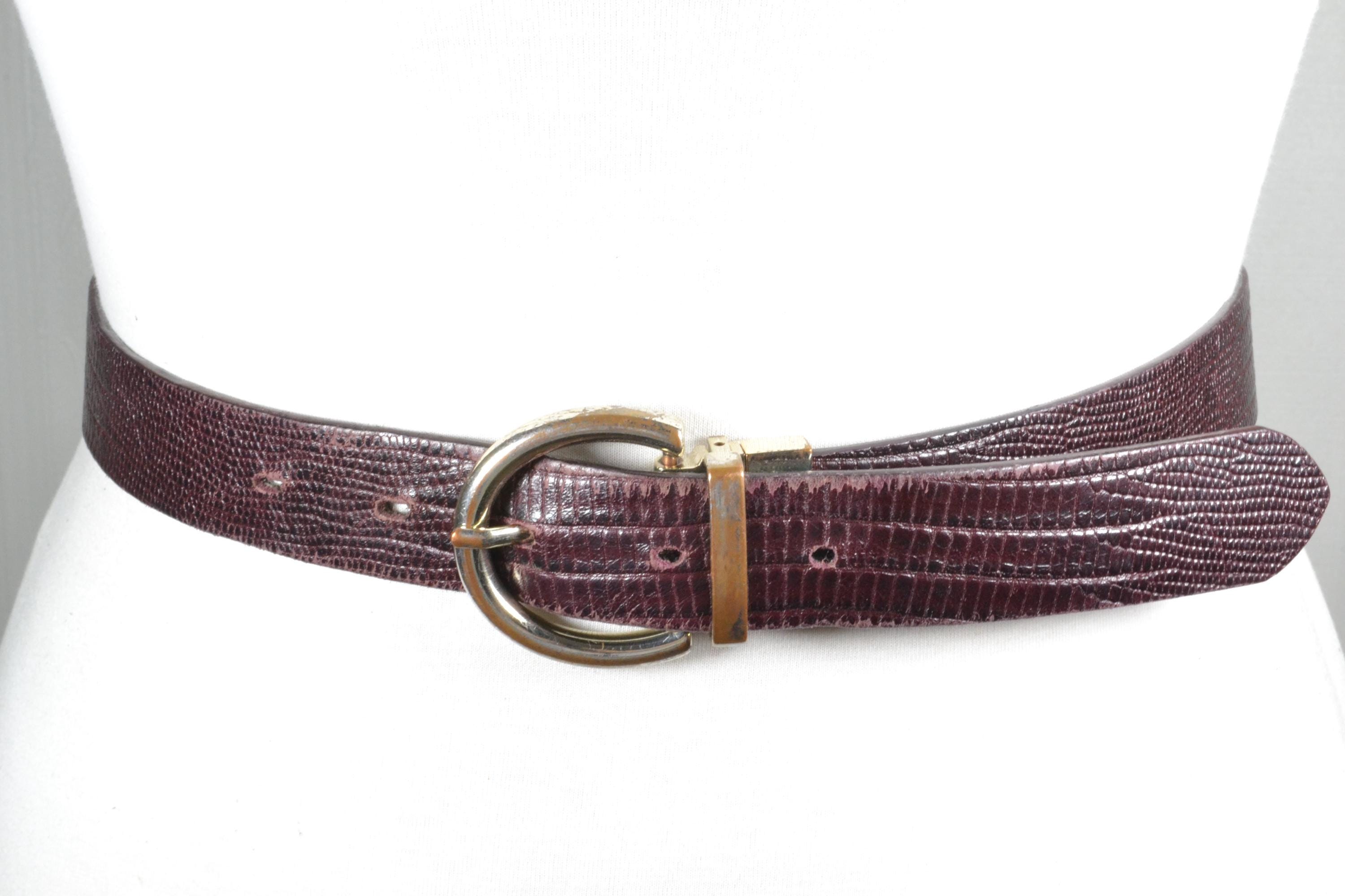 Women\'s Red Lizard Embossed Leather Belt‎ Gold Buckle Accent Size M Hermès Red Collier De Chien Lizard Belt - Vintage Lux main image 2