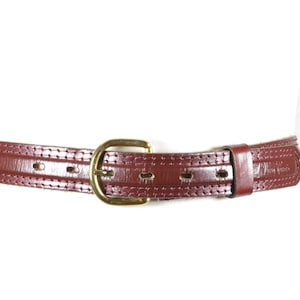 Cintura in pelle marrone con fibbia dorata, cintura in pelle sottile vintage, cintura regolabile in vita bordeaux per donna, cintura classica cucita