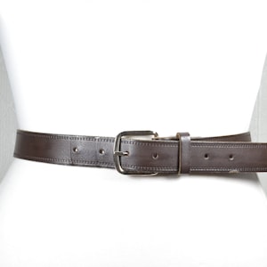 Vintage Dark Brown Leather Belt for Women, Embossed Leather Waist Belt, Retro Boho Chic Style