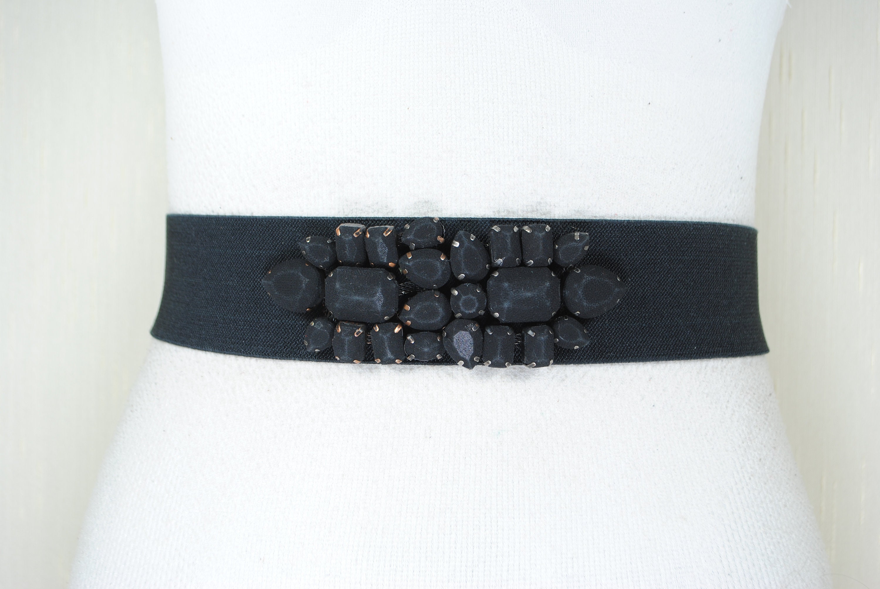 Vintage Black Beaded  Embellished Belt by Vinky - 39” long-18W B969 - Black Beaded Belt - Double J Saddlery main image 2