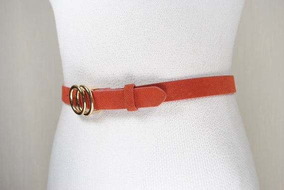 Red Coral Belt, 2 Gold Rings Buckle, Infinity sym… - image 4