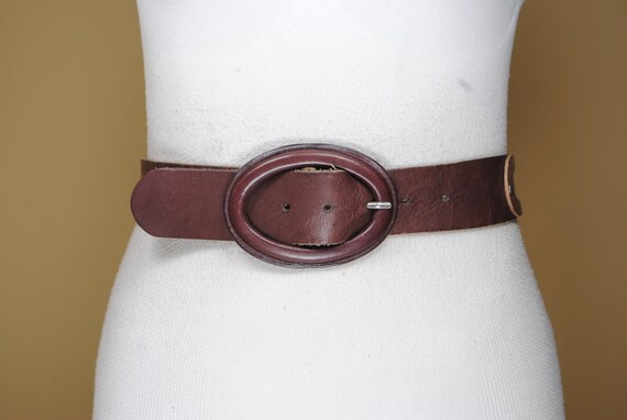 Wide Woven Leather Belt With Large Oval Silver Buckle Western Woven Belt - Black Leather With Silver Buckle main image 4