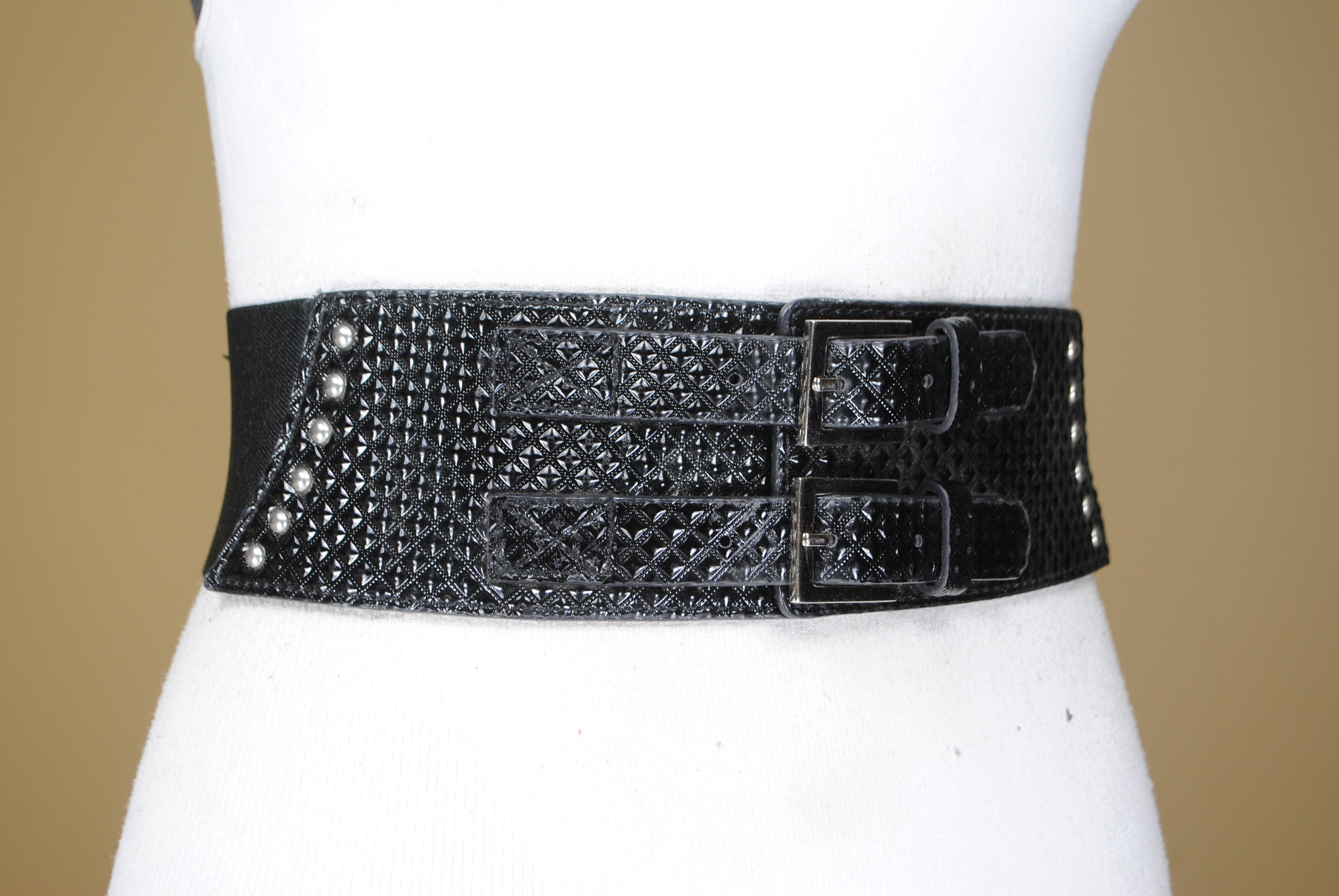 80s 3440 Black Wide Elastic Belt for Women | Etsy