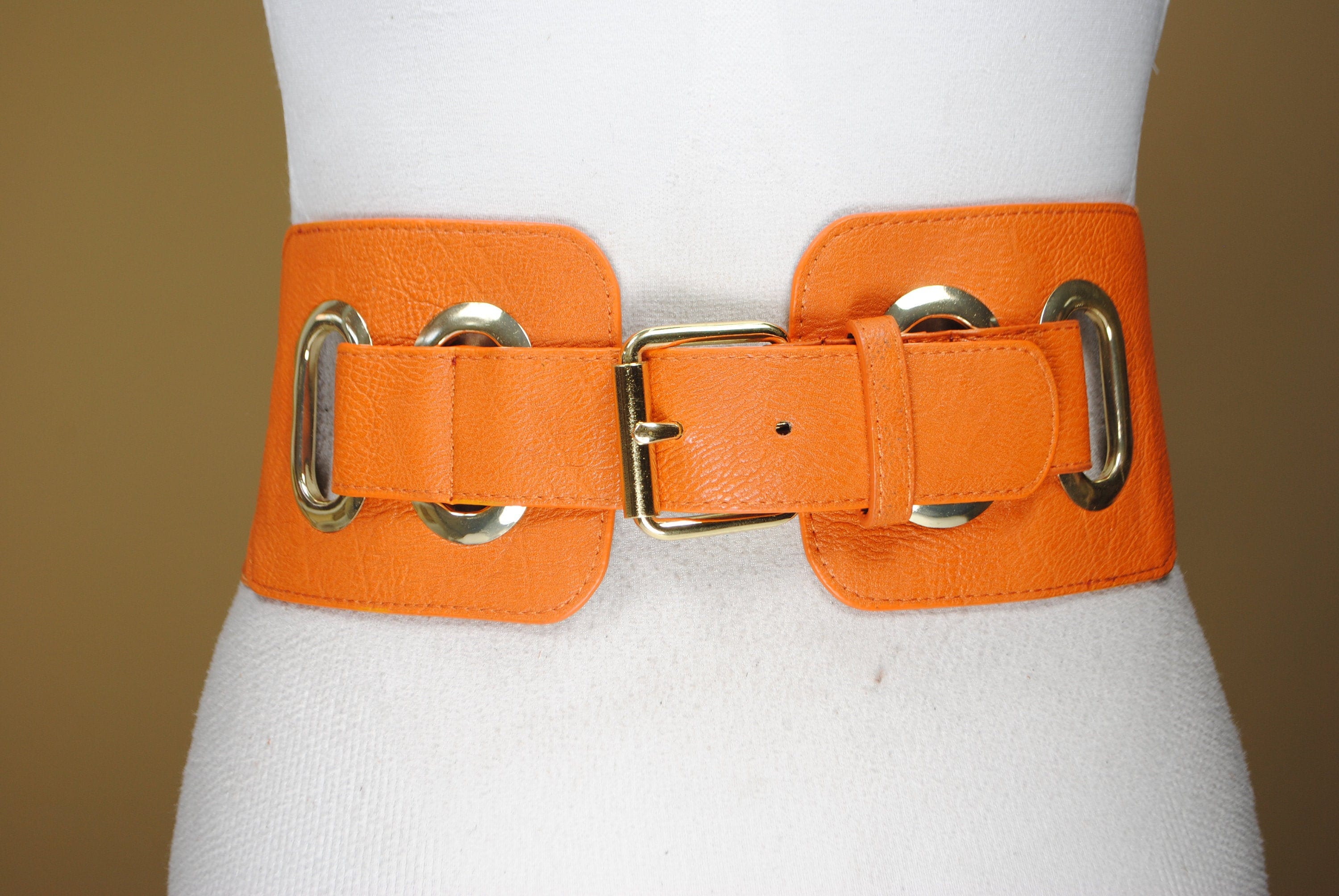 小物 TIGHTBOOTH LEATHER LOGO BELT Orange JustinOrangeMockCroc-