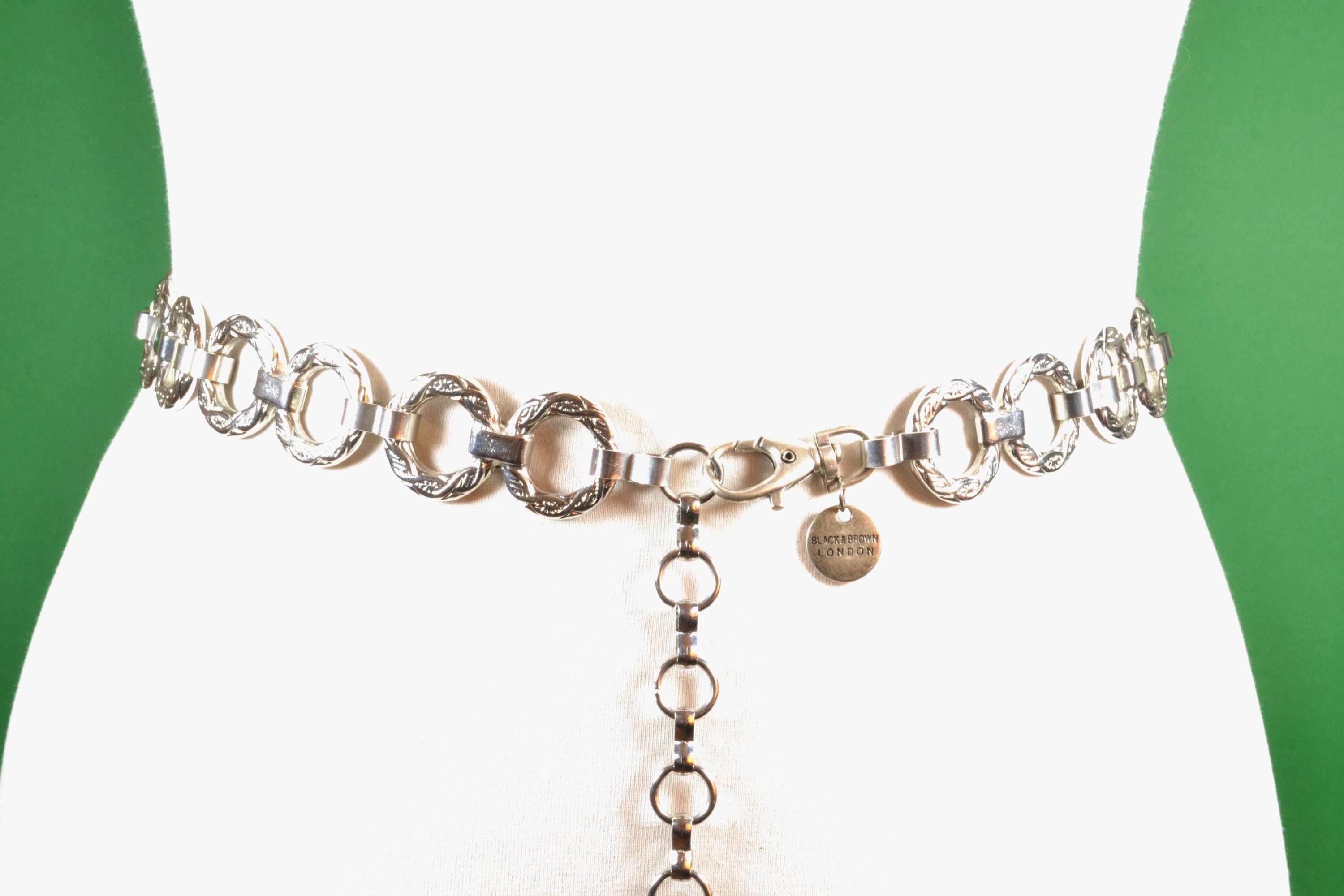 1990s/Y2K Silver-Tone Rectangular Link Metal Chain w/Lobster Clasp Closure Belt‎ Rectangle Chain Belt - Etsy main image 2