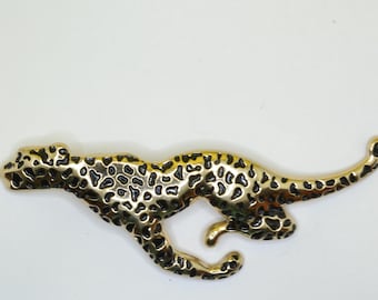 Hebilla de cinturón dorada con diseño de leopardo vintage