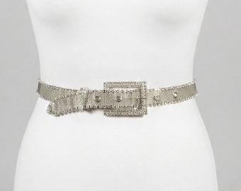 2 LB Vintage Statement Chain Belt Lot | Gold Silver Western Boho Retro 70s Vintage Gold Concho Chain Belt: Western Boho Statement Waist  main image 3