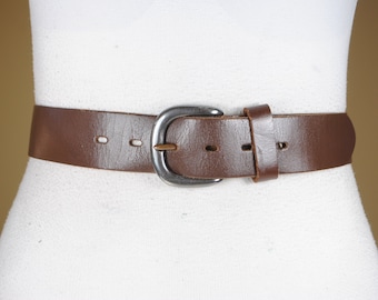 Brown Cracked Leather Belt for Women
