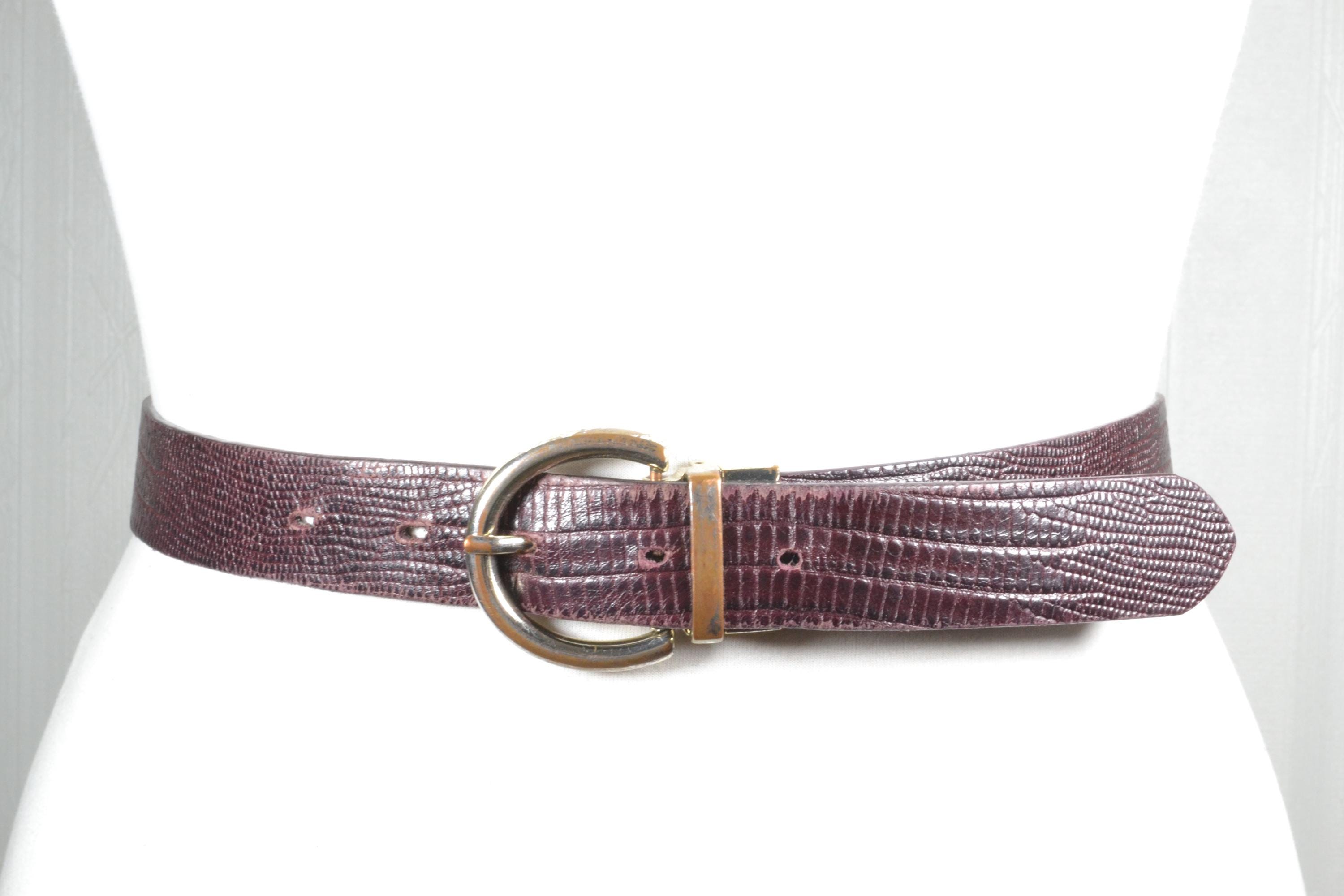 Mimi Di N Vintage Gold-Tone Chainlink Belt Buckle Red Lizard Print Leather Belt Vintage Mimi Di N Vintage Chainlink Buckle Red Lizard Print  main image 2