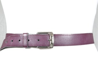 Cinturón vintage de cuero morado para mujer