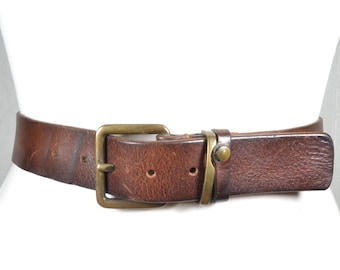 Vintage Tan Braided Leather Belt With Brass Studs and Buckle  display picture 3