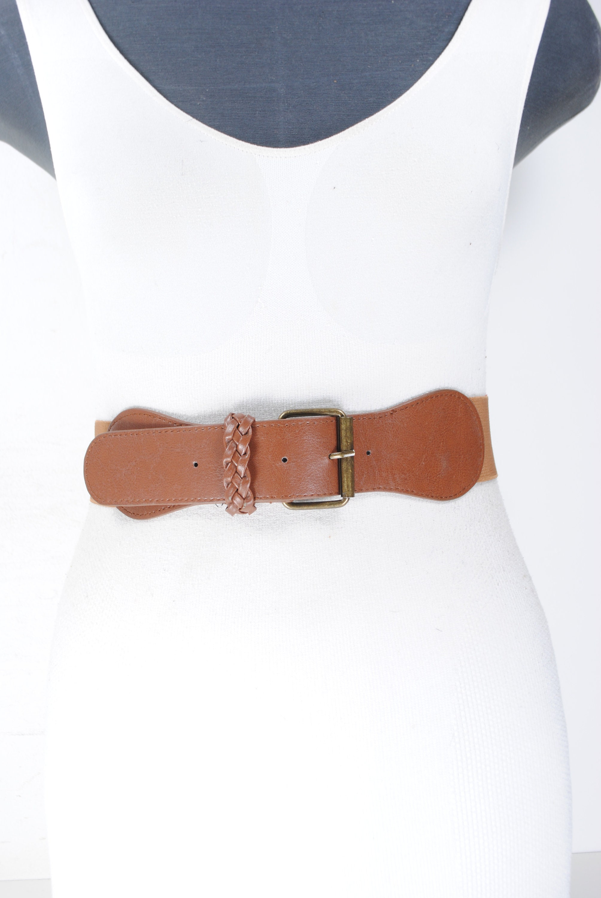 80s 26''34'' Brown Elastic Stretch Waist Belt | Etsy