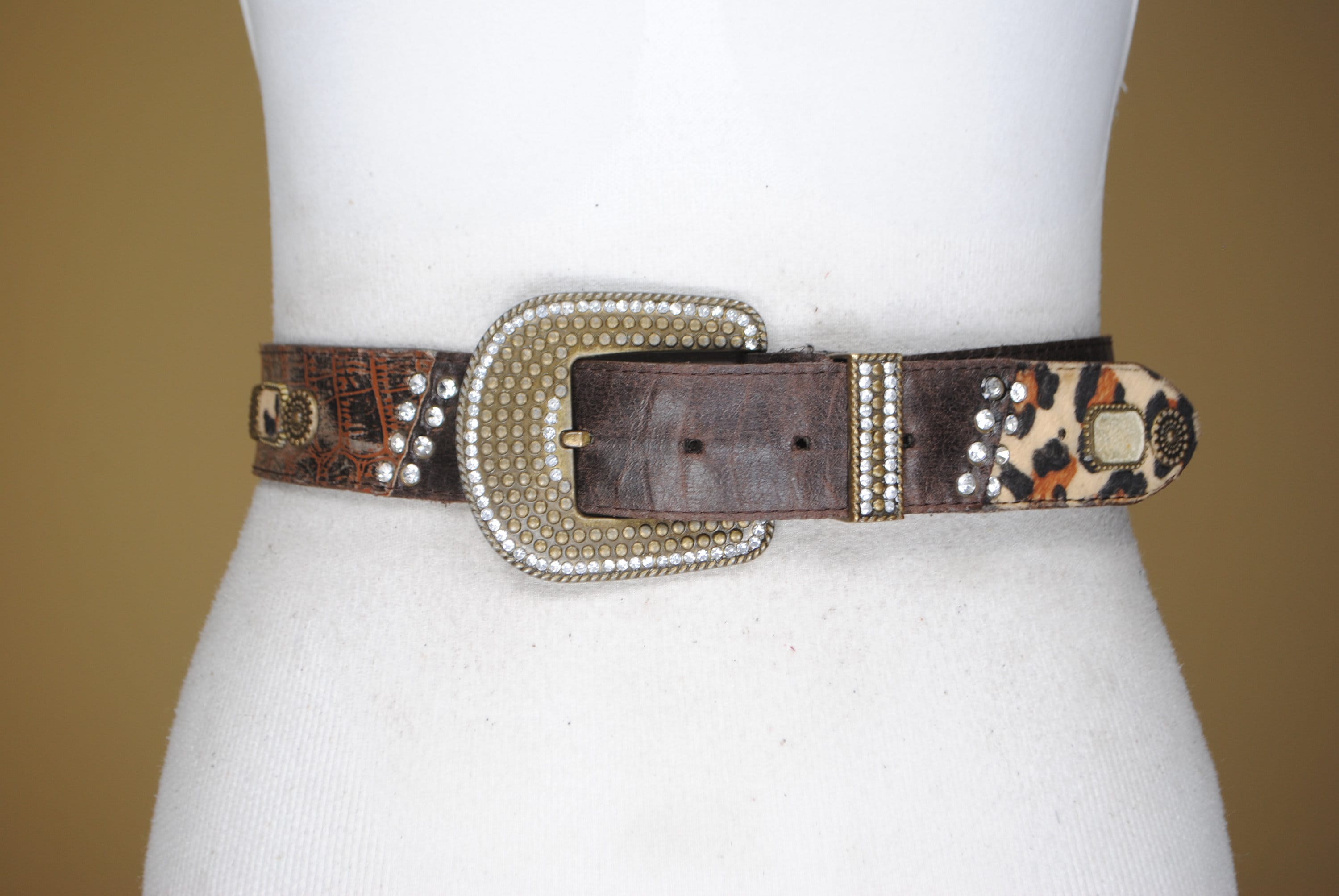 Chocolate Brown Western Belt Leopard Belt Cowgirl Belt 