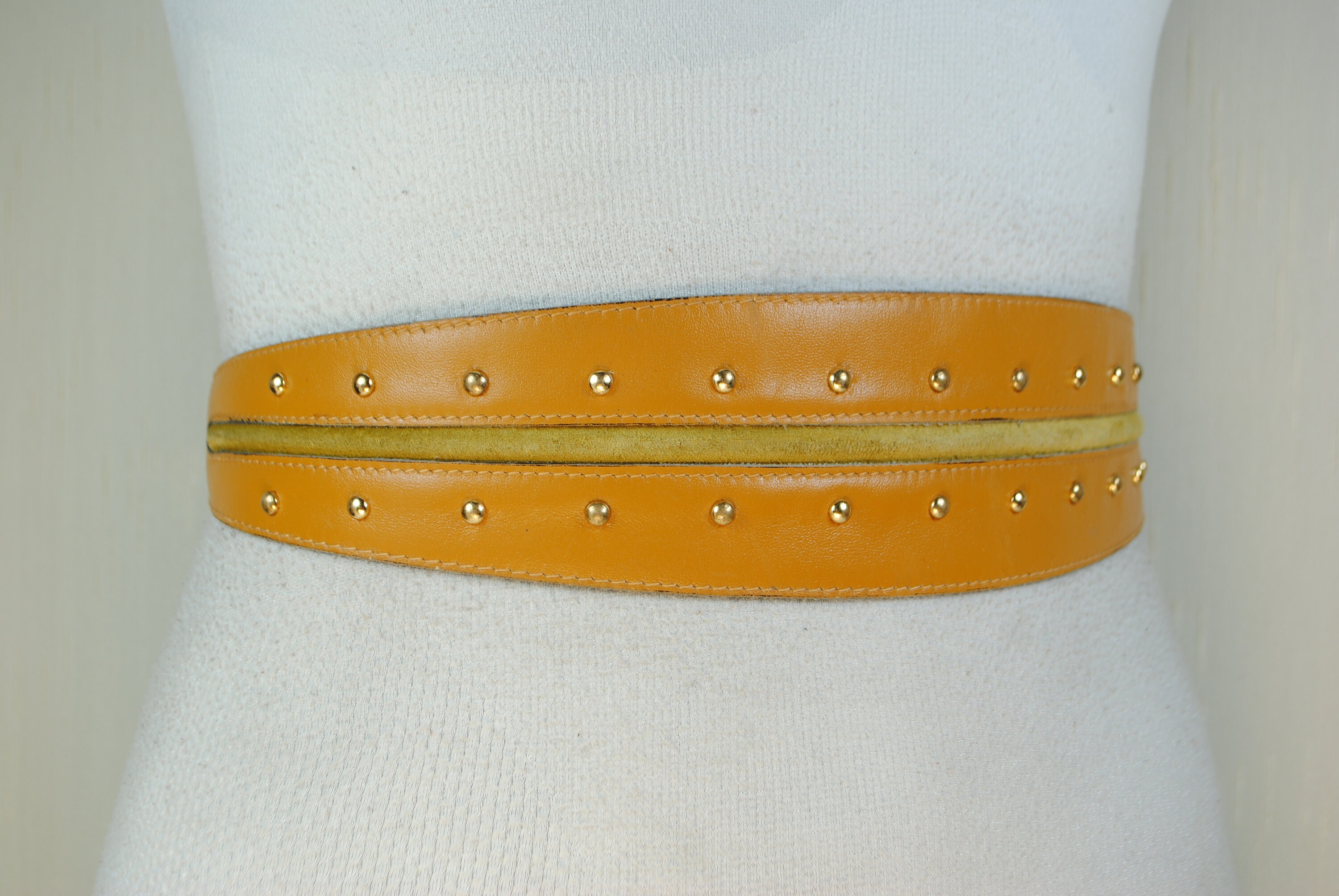 Gouden riem voor dames, brede wikkelriem van leer, klassieke Obi-riem