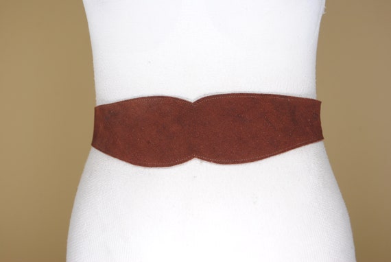 Brown wide suede dirndl leather belt for women - image 9