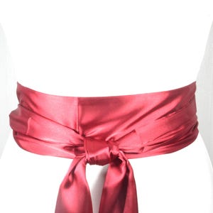 Wide Burgundy Satin Obi Belt for Women, Elegant Wrap Tie Sash, Statement Waist Belt, Formal Dress Belt, Romantic Boho Corset-Style Obi