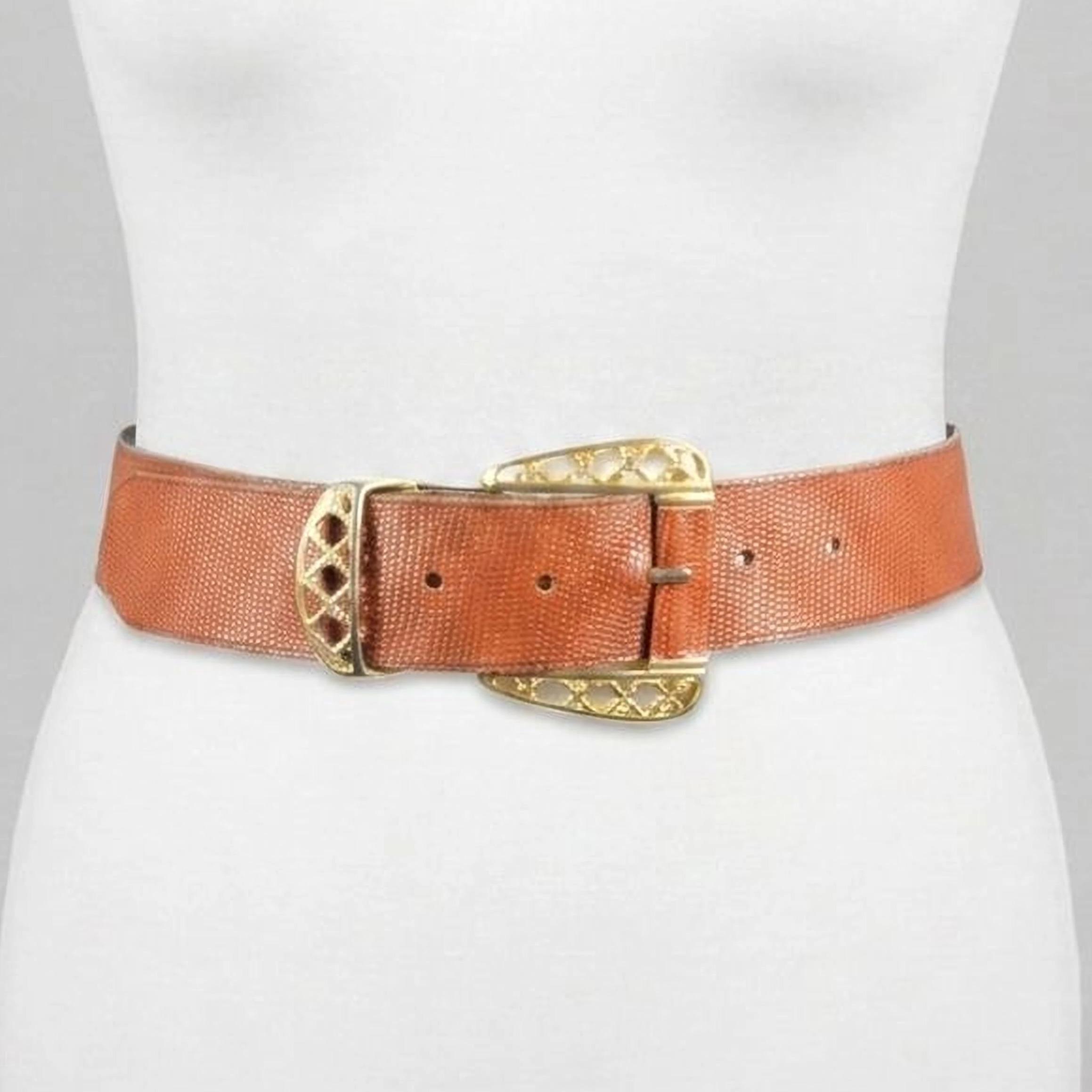Vintage Y2K Brown Leather Belt, Western Cowgirl Gold Buckle  display picture 2