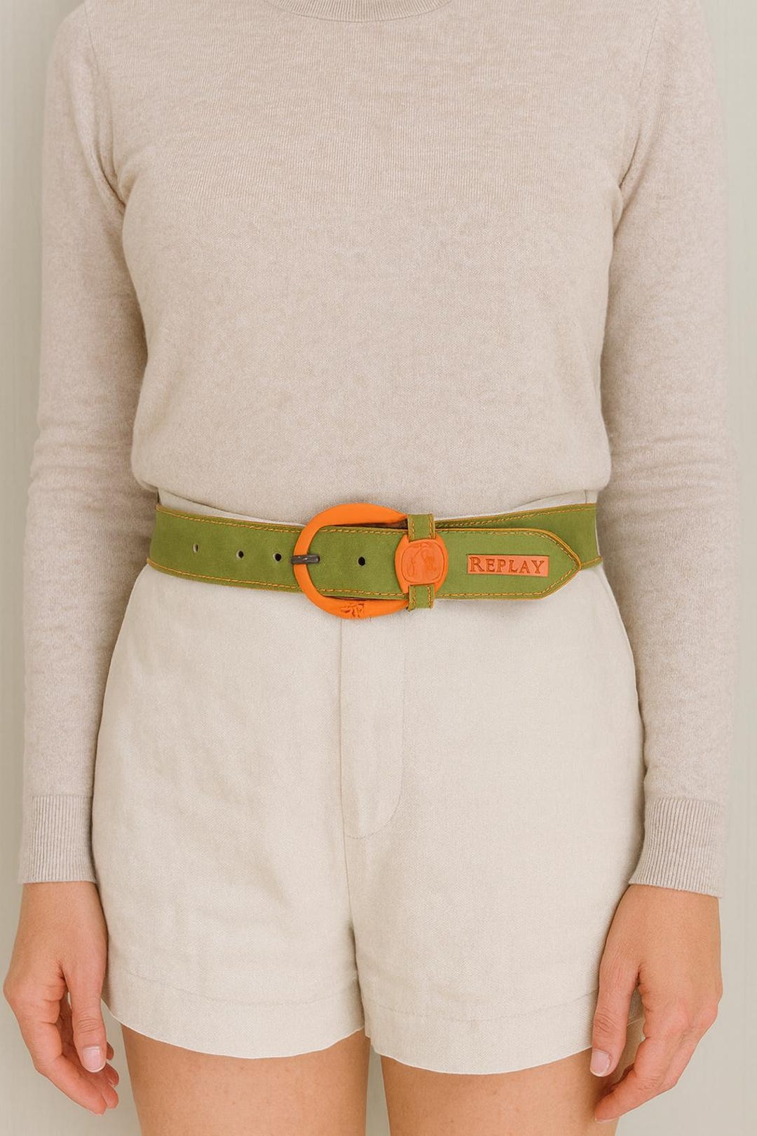 Wide Olive Green Belt With Orange Buckle (39 display picture 1