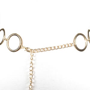 Vintage Gold Chain Belt for Women, Elegant Metal Ring Body Chain, Chunky Gold Belly Link Belt, Blingy Gold Waist Belt