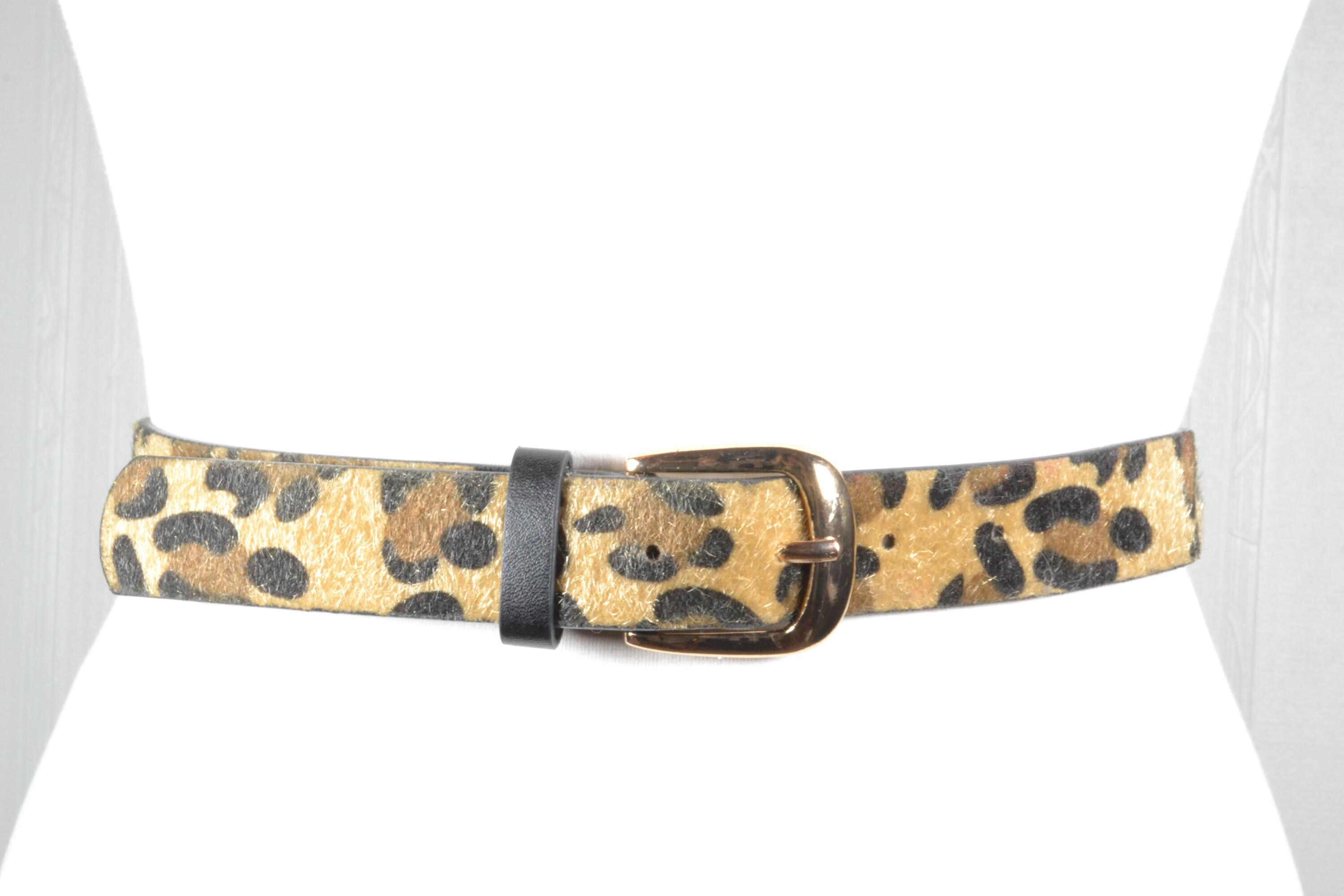 Vintage 80s Details brown & black animal print faux‎ fur belt Festival Vegan Leather Faux Fur Studded Belt Club Exx  main image 2