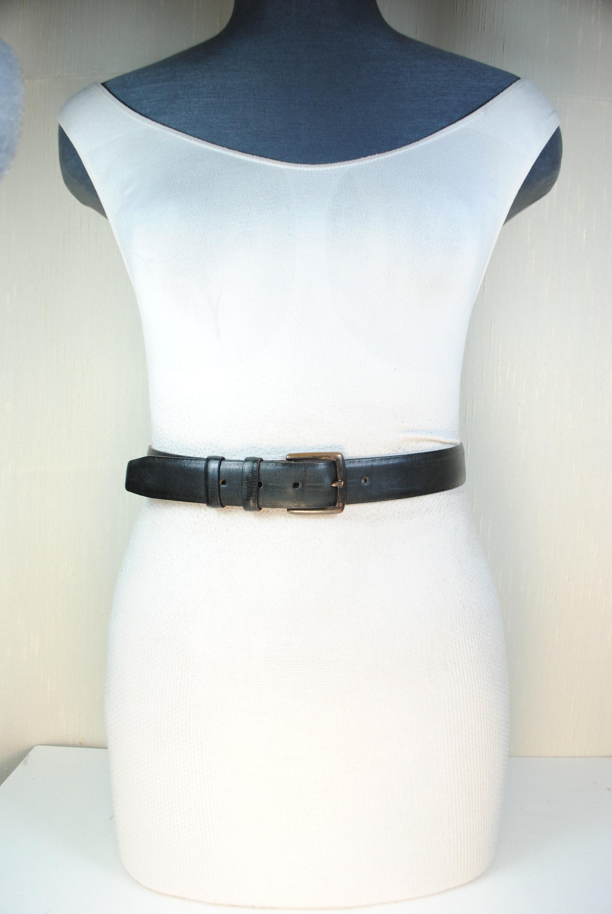 Vintage‎ 80s/90s Leather Belt Black Cashmere Cowhide 32/80 Leather Gray Vintage Belts for sale | eBay main image 2