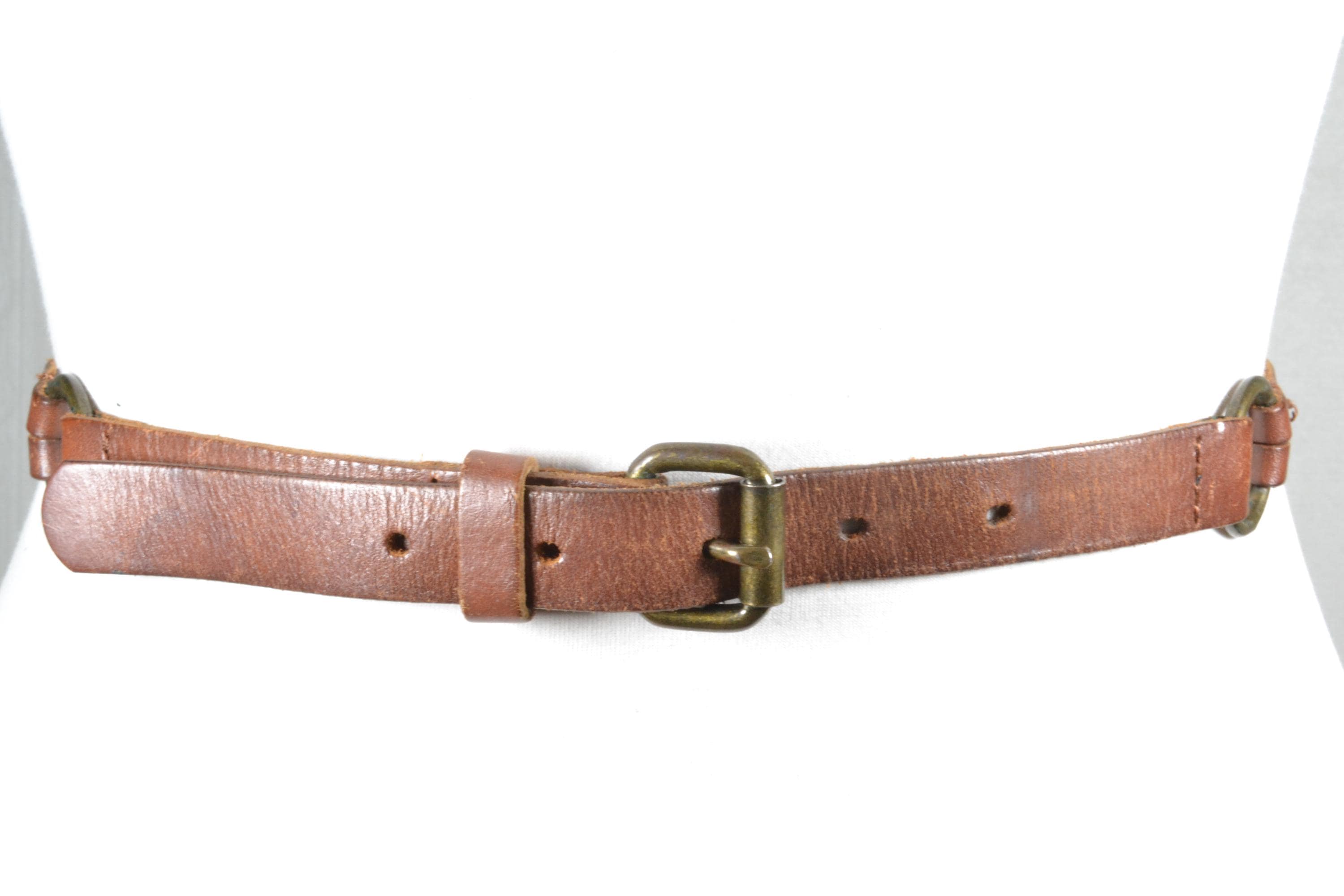 Vintage Rustic Genuine Leather Belt With Brass Rings Hoops Brown Grey Full Grain Chocolate Brown Buffalo Leather Custom Double  main image 3