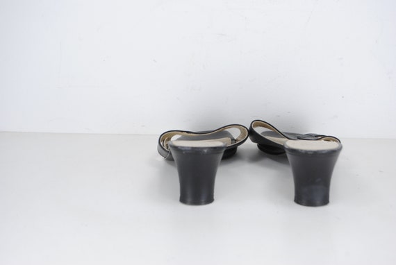 1990s minimalist black mules with square block he… - image 9