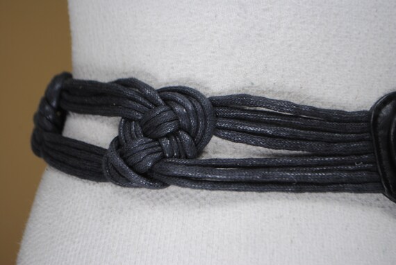 Wide black braided belt with big knots - image 7