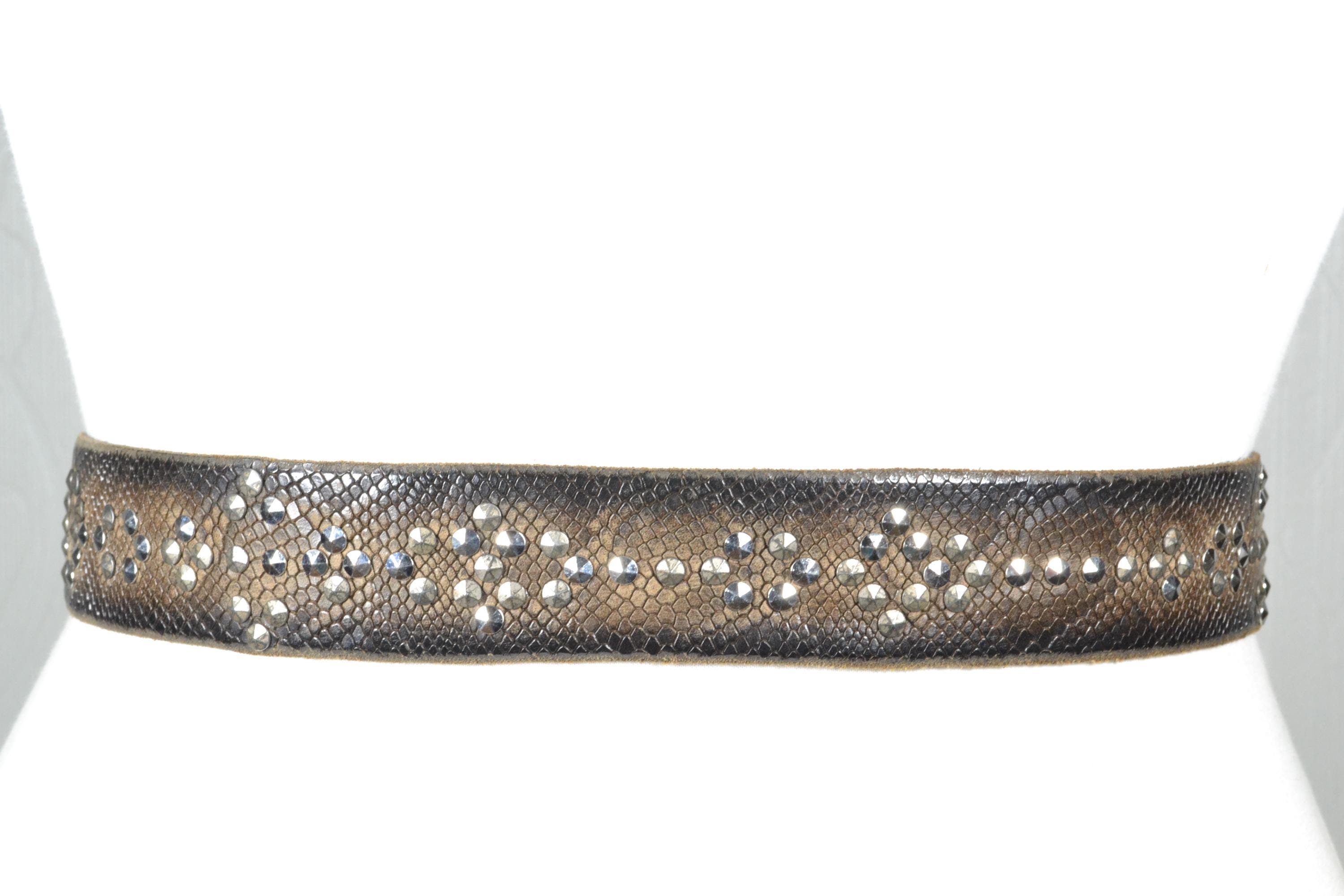 Vintage Western Snakeskin Print Studded Belt Bronze Gold Boho Size M Vintage Skinny Snakeskin Brown Leather Belt, Western Boho - Etsy main image 3
