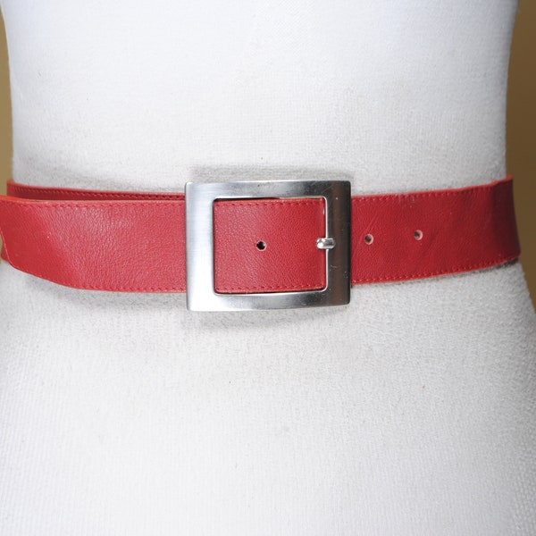 Ceinture en cuir de jean rouge, fabriquée en Italie