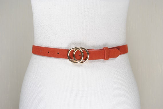 Red Coral Belt, 2 Gold Rings Buckle, Infinity sym… - image 2