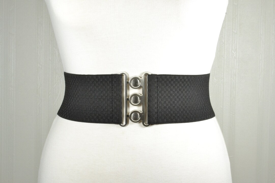 Vintage Stretch Waist Black Wide Elastic Corset Belt - Etsy display picture 1
