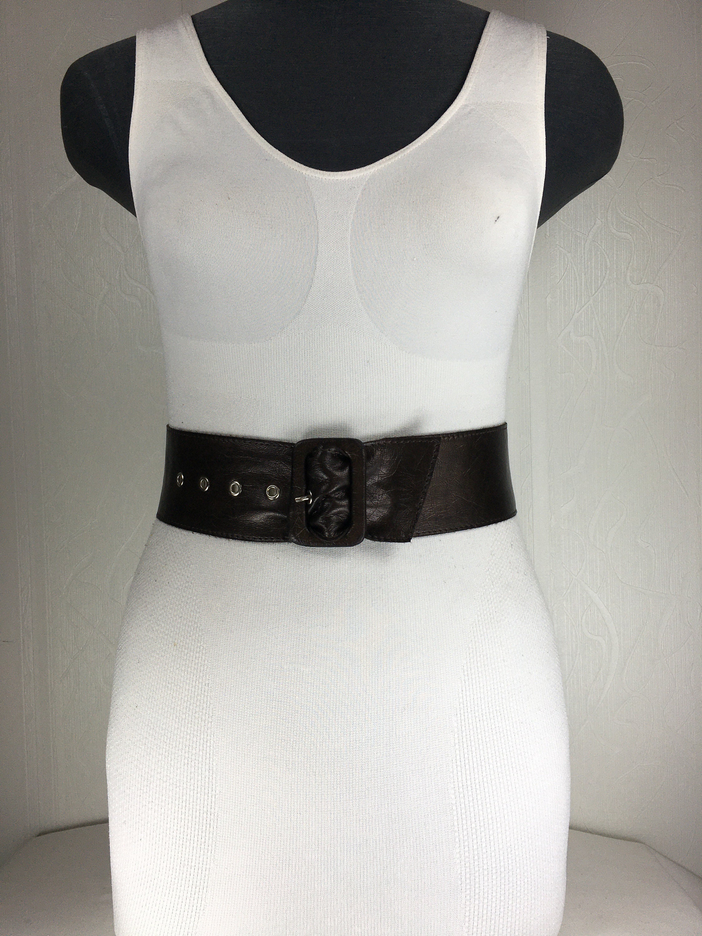 Brown wide cinch soft leather belt for women with rectangular Etsy