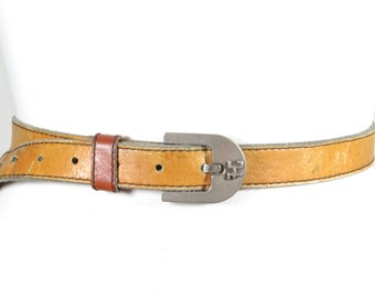 LAURA ASHLEY Vintage Adjustable Brown Waxed Leather/cotton 