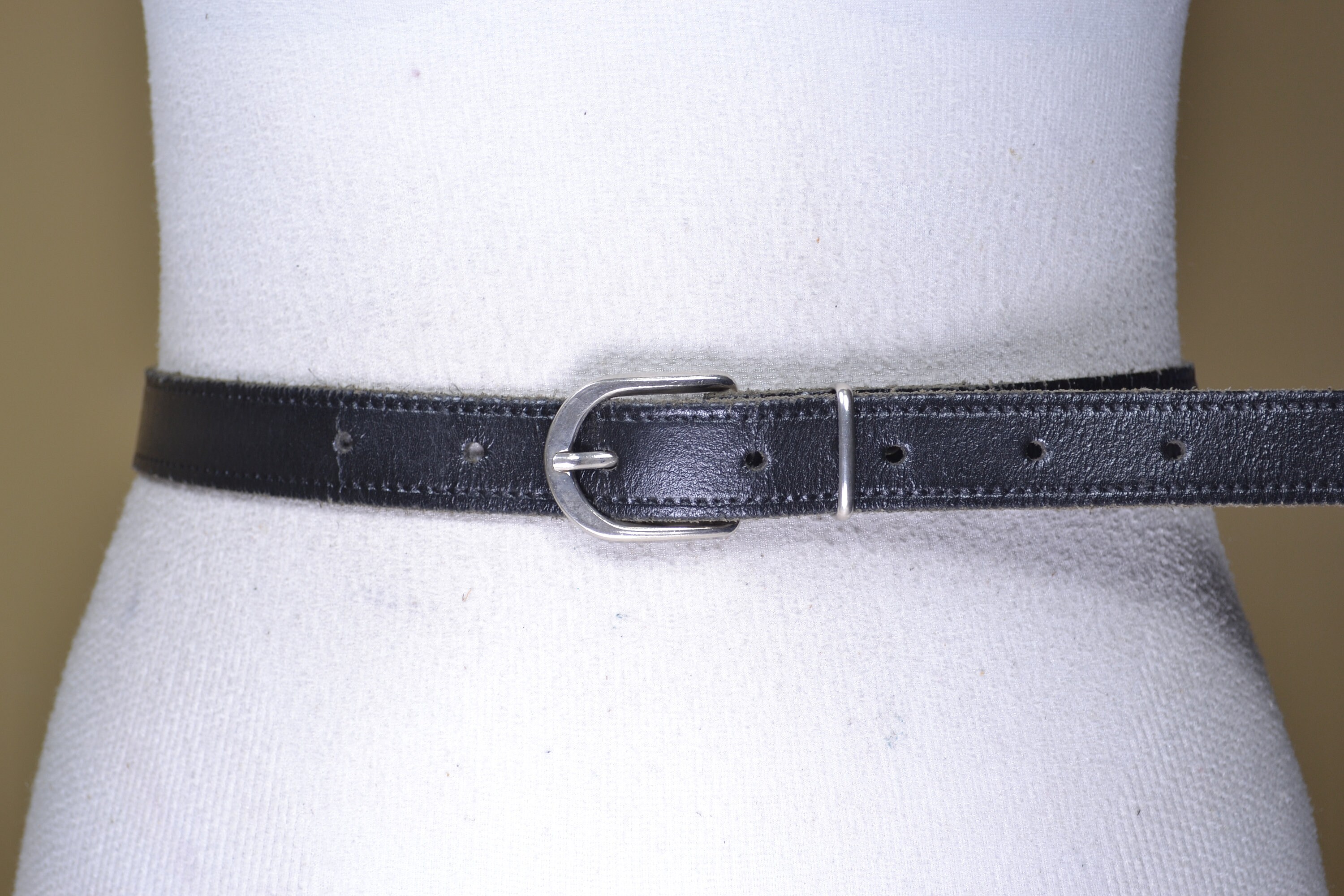 Vintage Sony Black Leather Skinny Belt MoYoTo Women main image 2