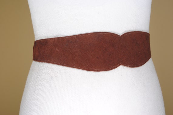Brown wide suede dirndl leather belt for women - image 2
