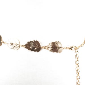 Gold Metallic Belt for Women, Vintage Gold Chain Leaf Belt, Minimalist Clasp Belt, Elegant Gold Belt, Leaf Tie-Up Clasp Belt