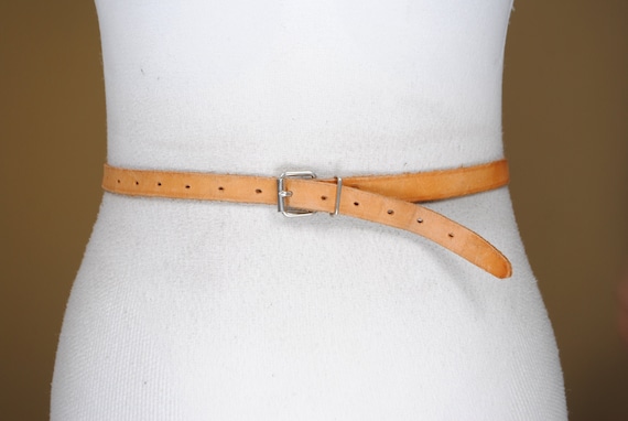RESERVED FOR HOLLY Skinny Tan Brown Leather Belt … - image 1