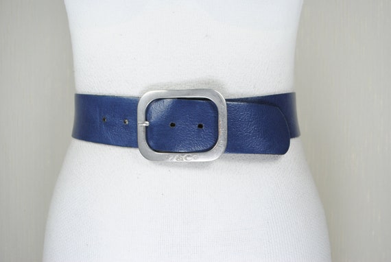 Cinturón de cuero ancho azul mujer - México