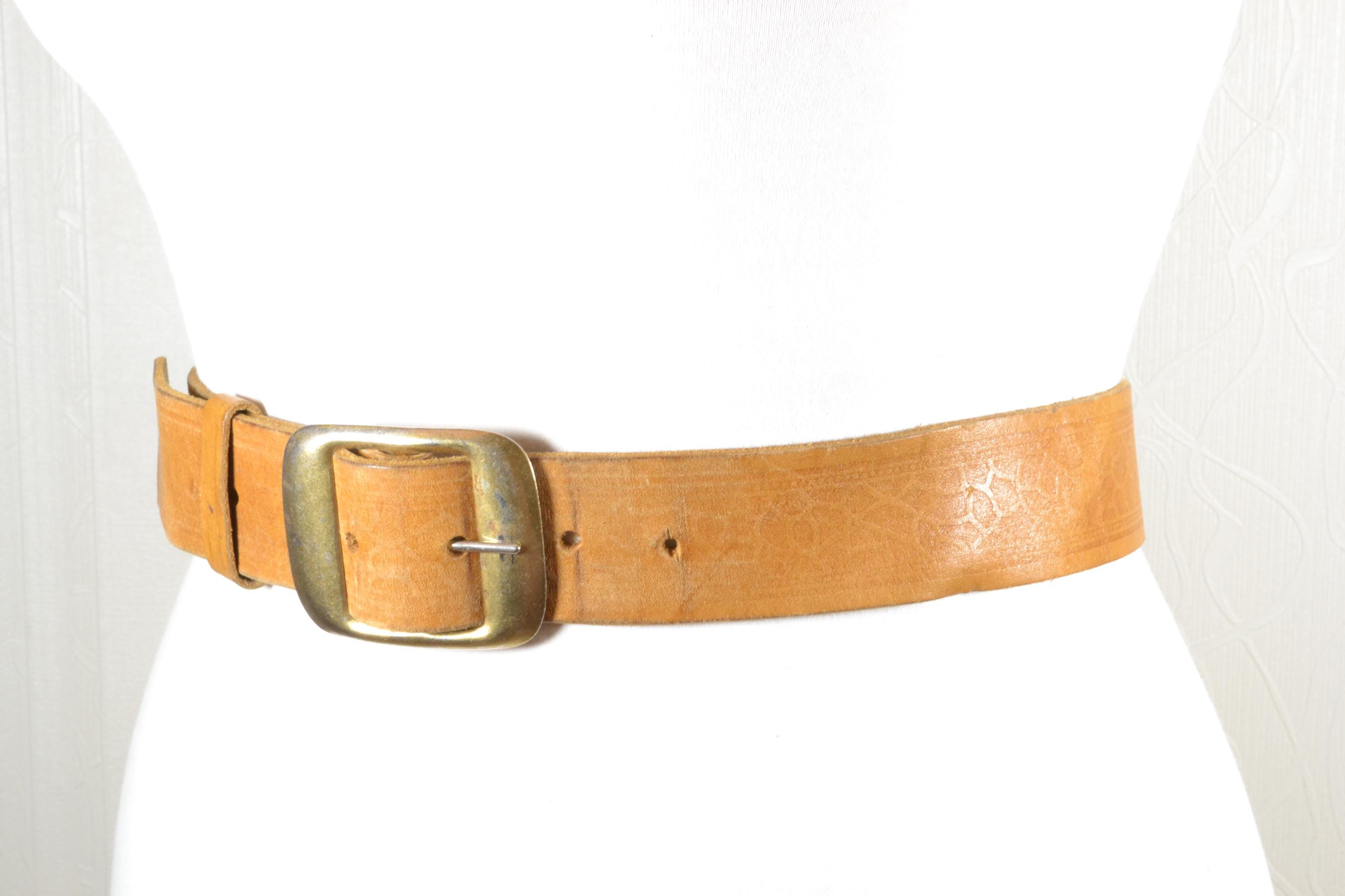 Vintage Sasha Tan Suede Belt Brass Boho Chic  Buckle M/L Festival 90s Whimsigoth Behice Saglam Global - Style Without Borders main image 3