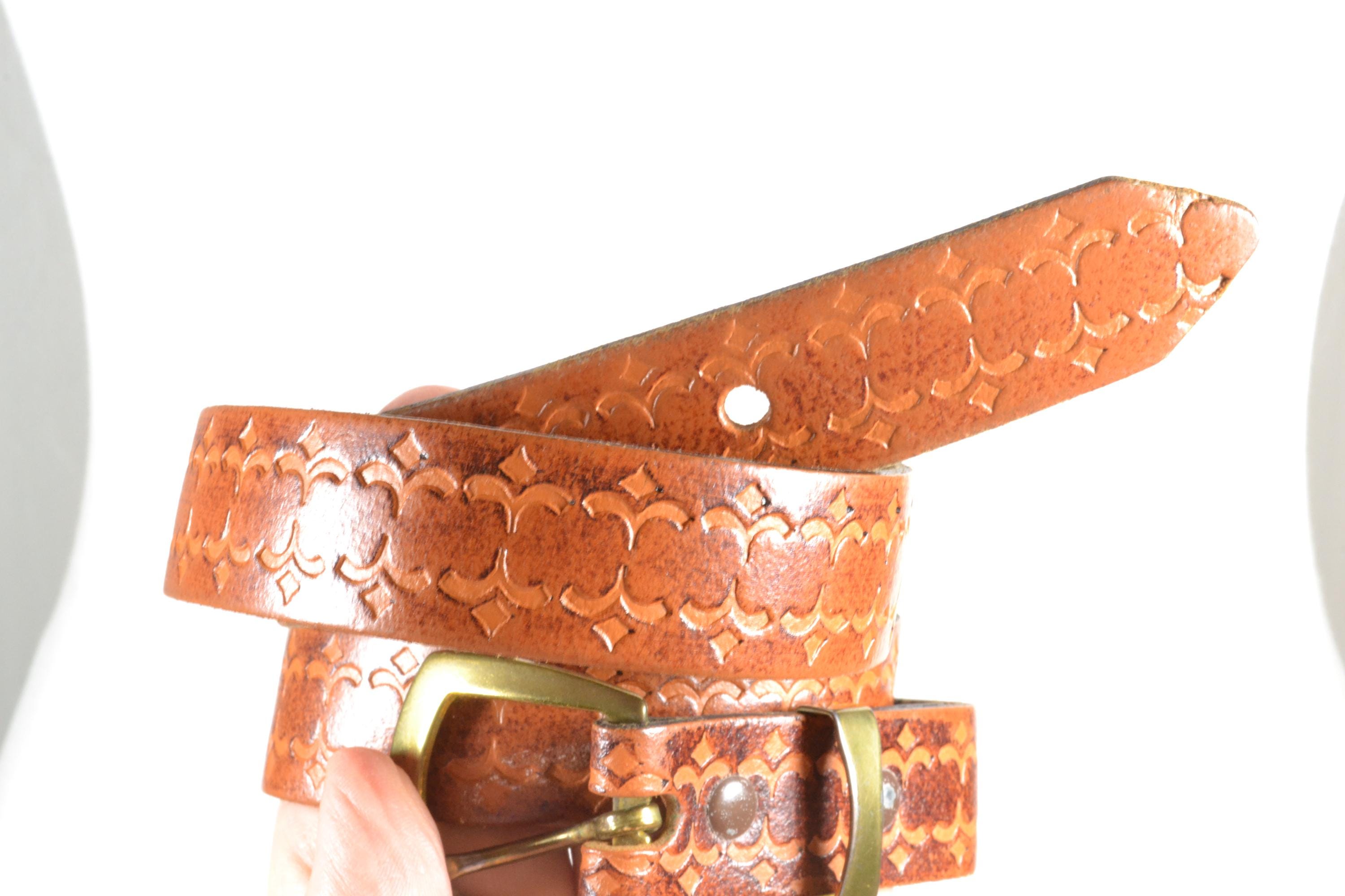 Women’s Leather Belt Tan Size XL (SEE MEASUREMENTS) Boho Western Cowgirl Casual GORGLITTER Women main image 2